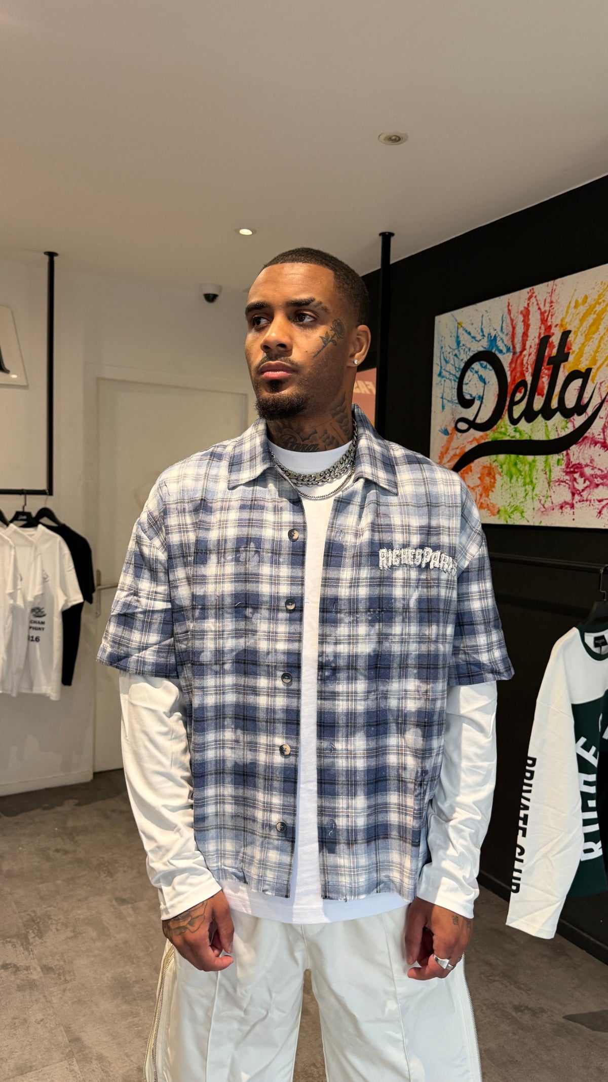 Chemise Carreaux Délavée – Bleu