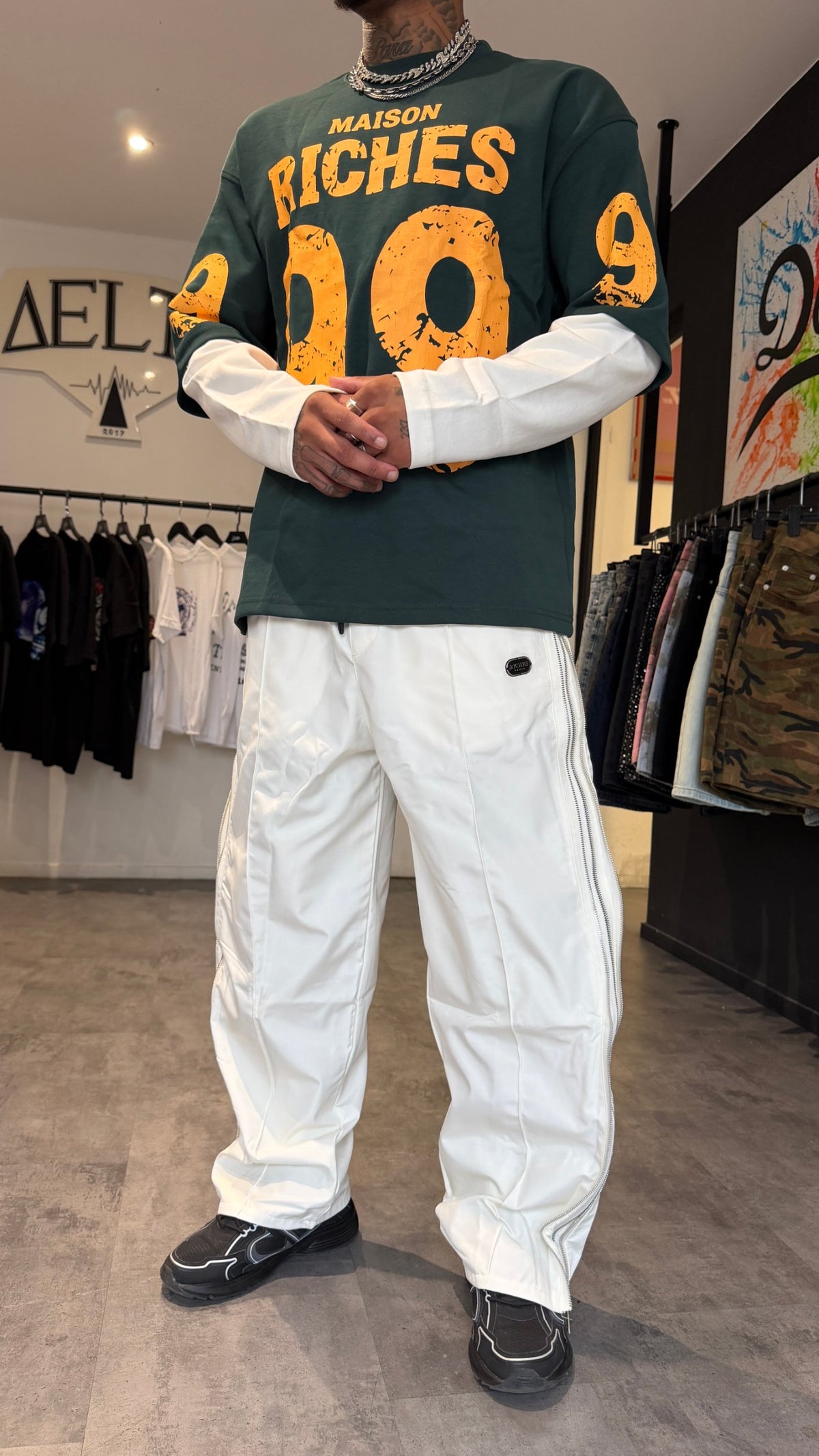 T-shirt Double Manches “Maison Riches 99” – Vert