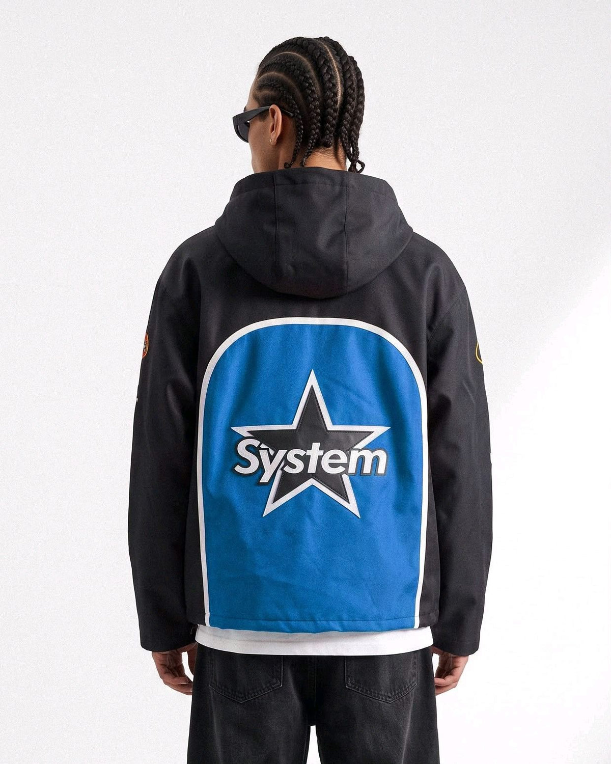 Veste Racing à Capuche “System” – Noir / Bleu