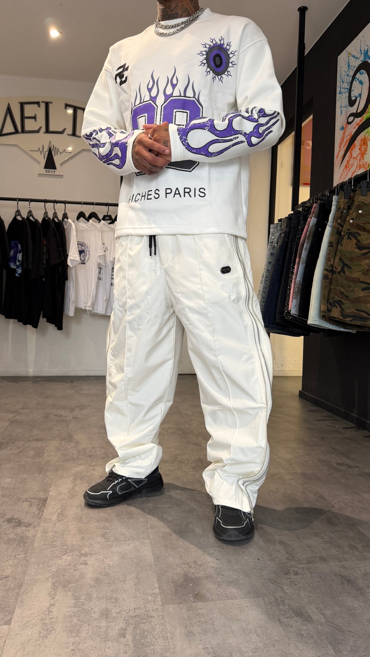 T-shirt Double Manches “88 Flames” – Blanc