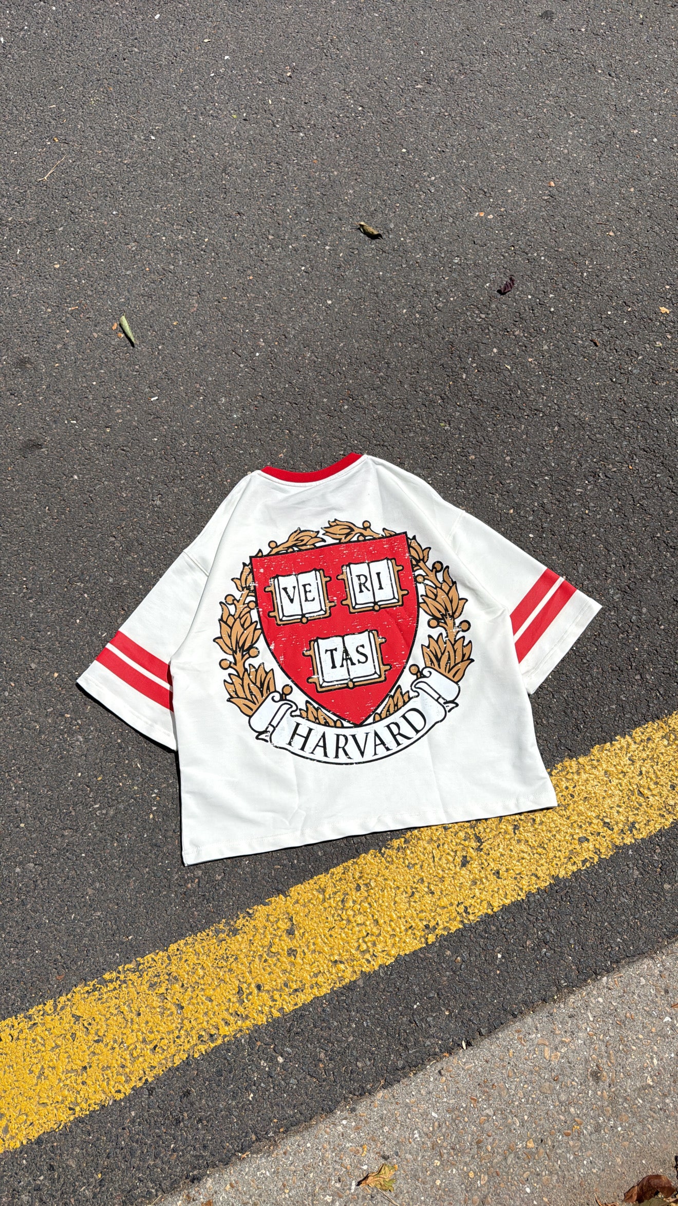 T-shirt Harvard Vintage – Blanc / Rouge