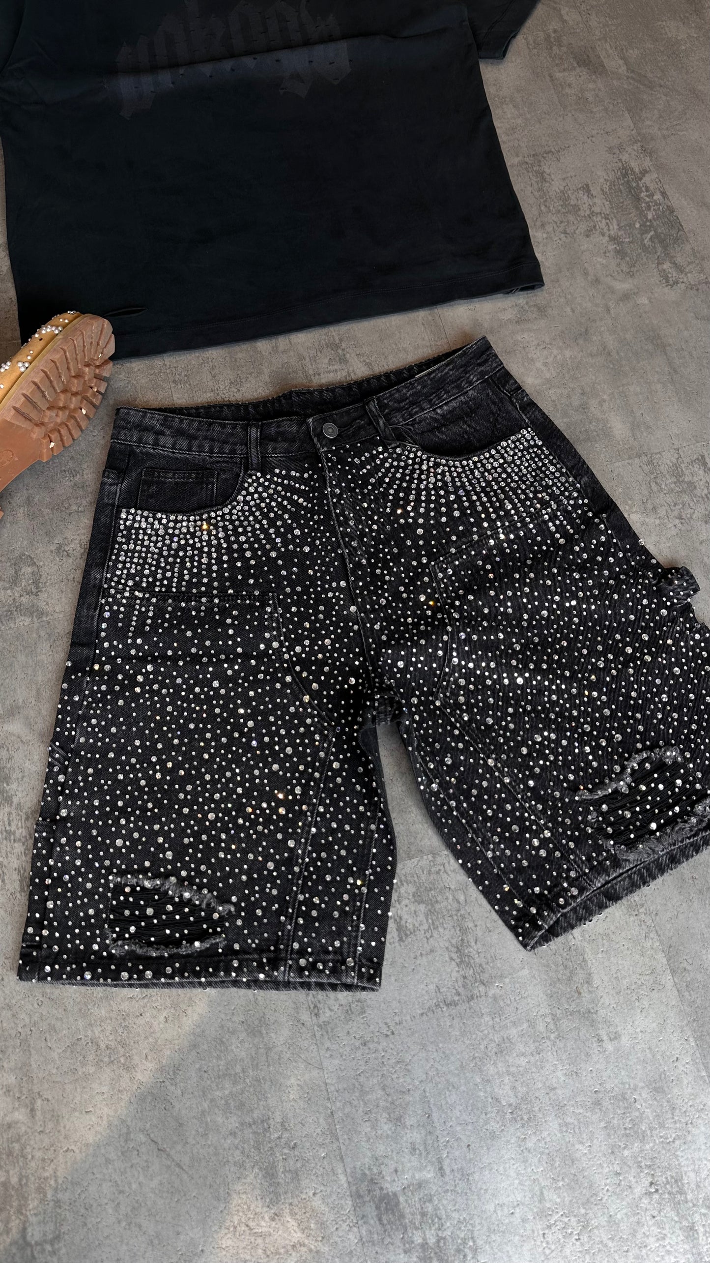Short à strass- Noir