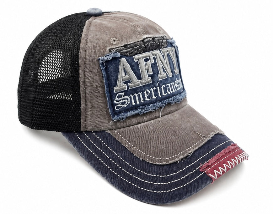 Casquette Trucker AFNY – Vintage Gris & Bleu