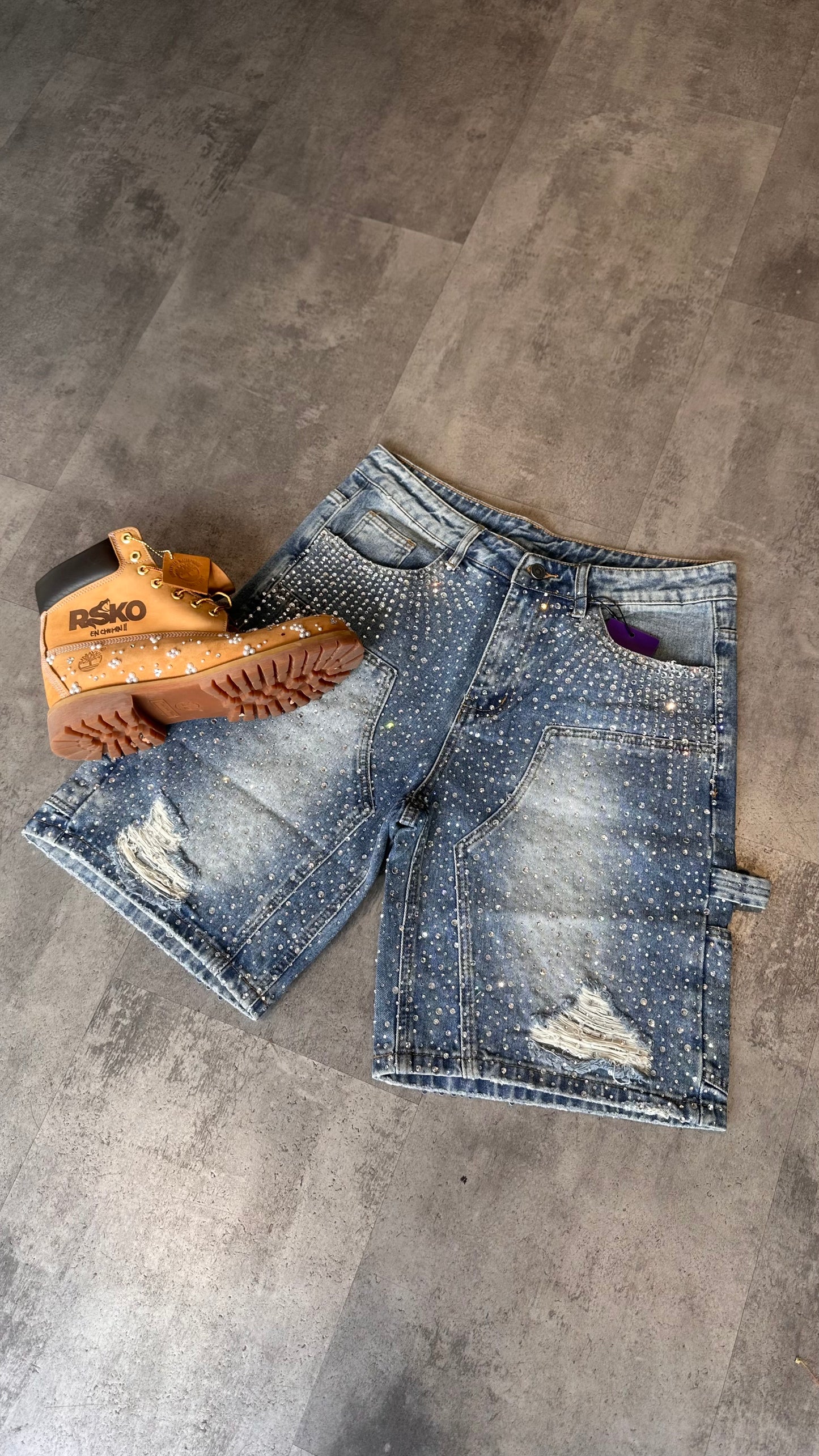 Short à strass (Noir et jeans)