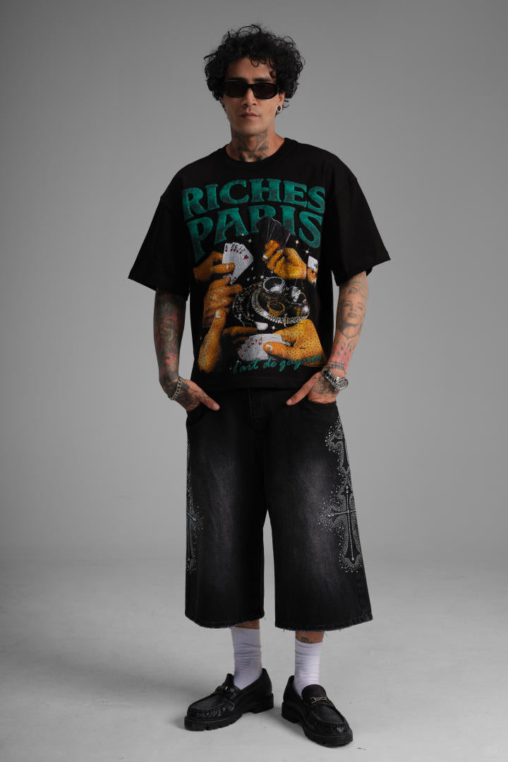 T-shirt Oversize « Riches Paris – L’Art de Gagner » – Noir