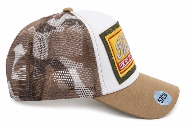 Casquette Trucker Vintage – Beige & Camouflage