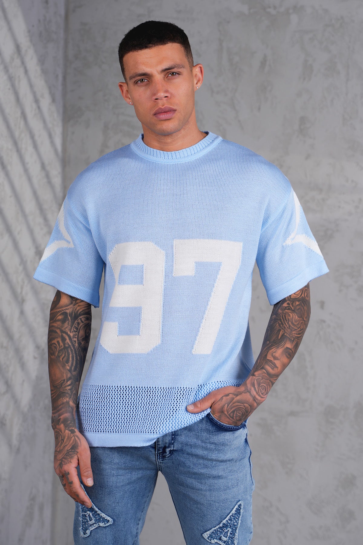 T-Shirt Maille Bleu