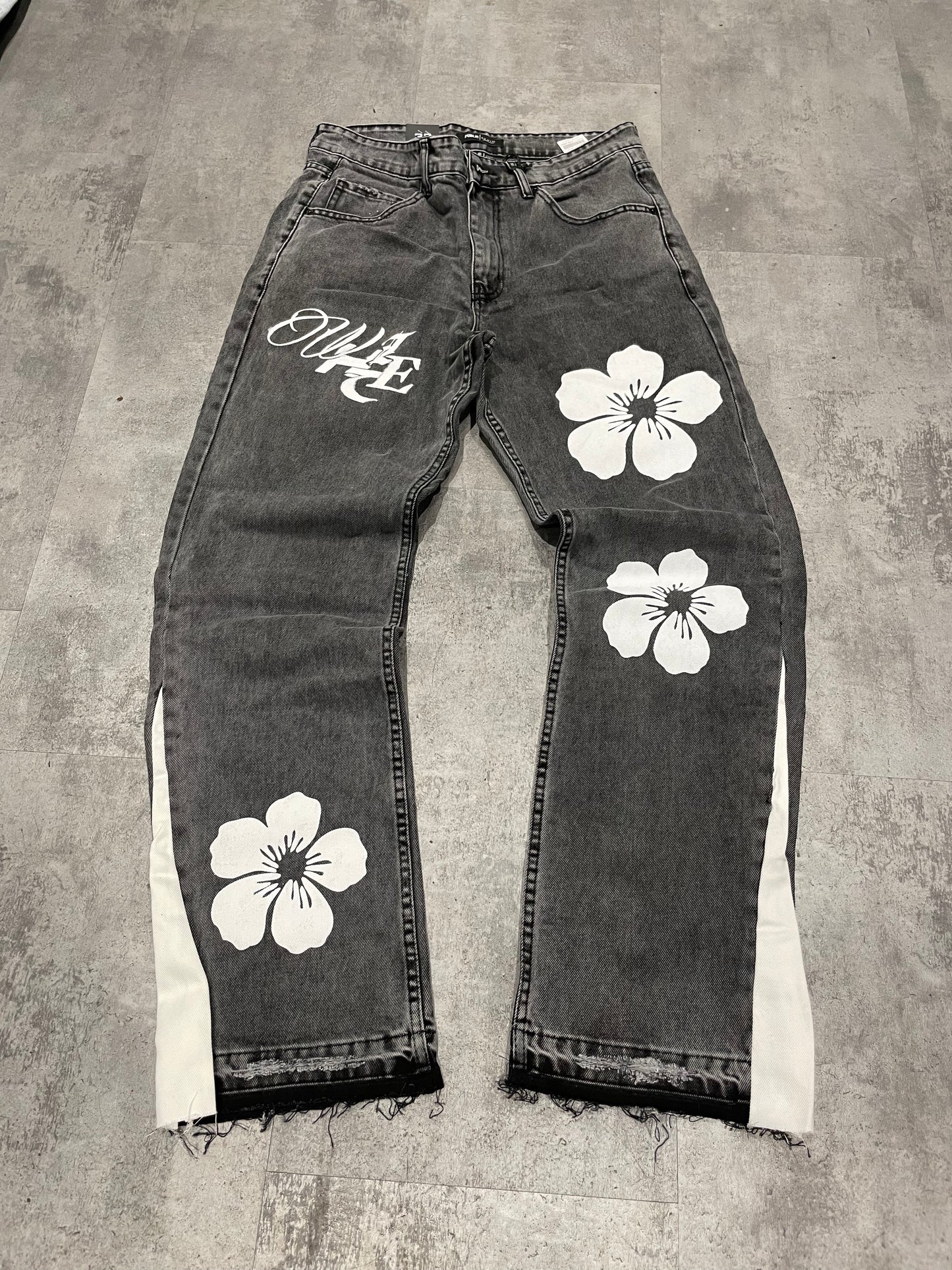 Jean Flare Fleurs - Noir