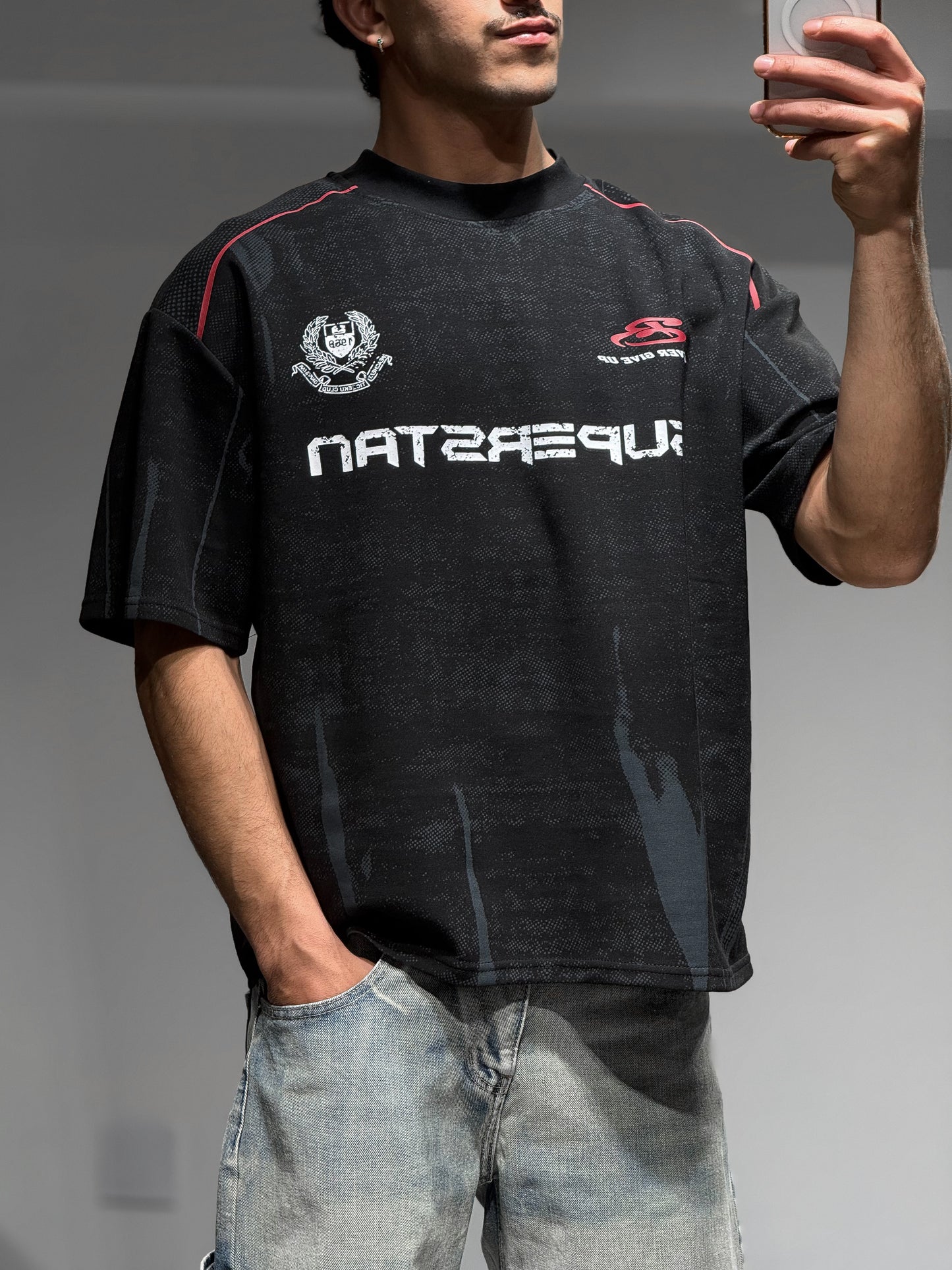 T-shirt noir oversize imprimé