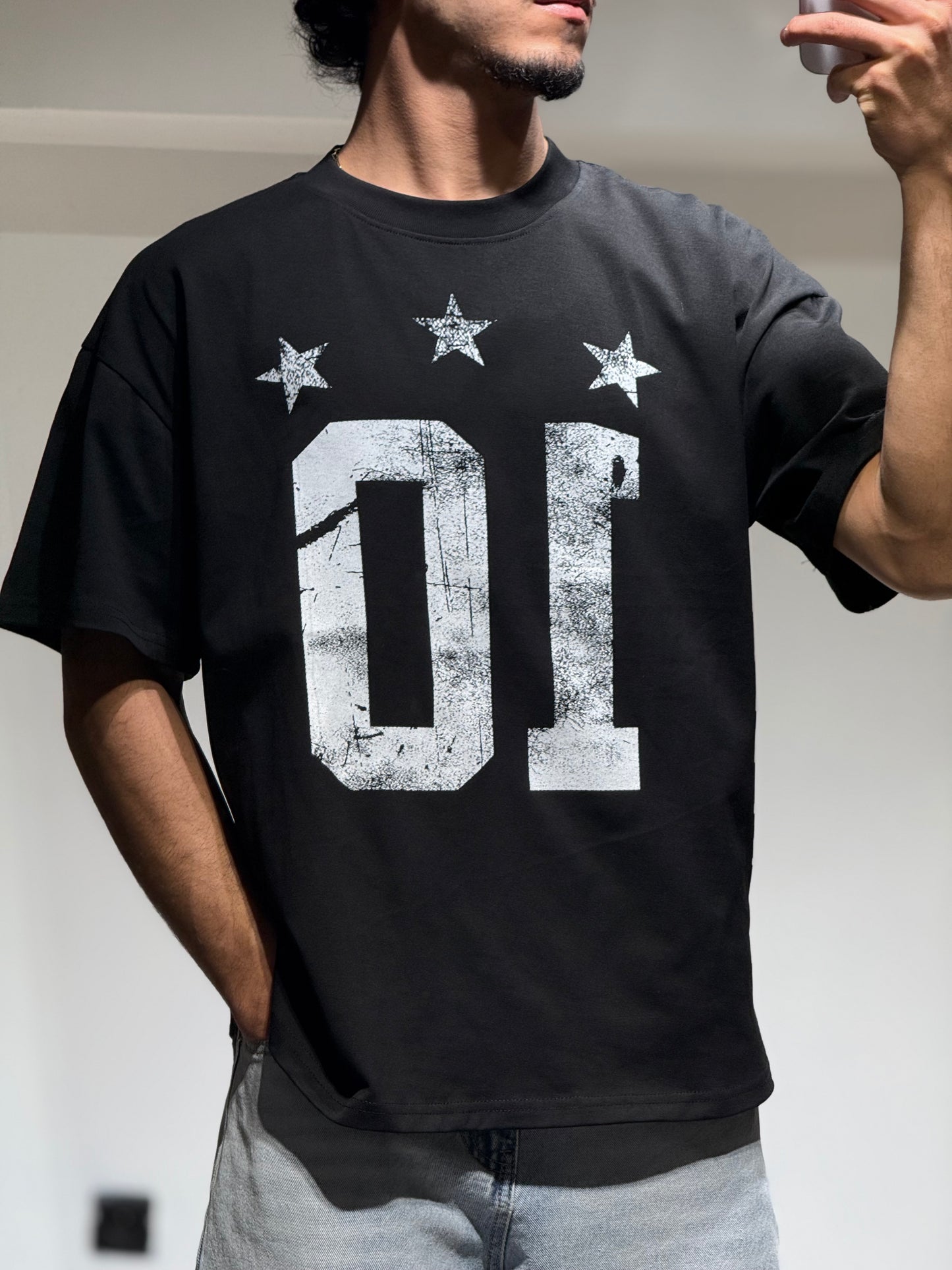 T-shirt oversize noir imprimé “10”
