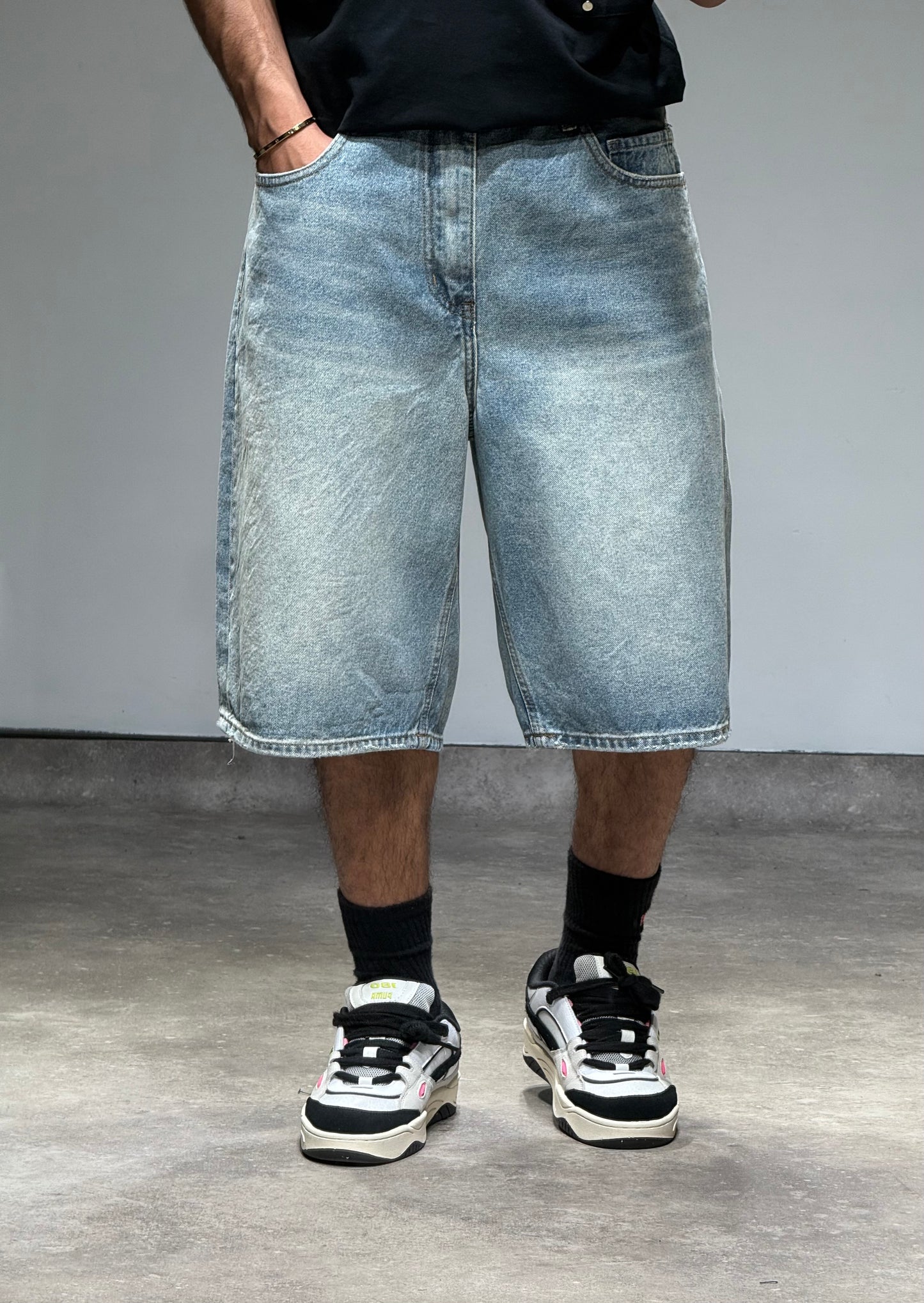 Short en Jean Oversize – Bleu Clair Délavé