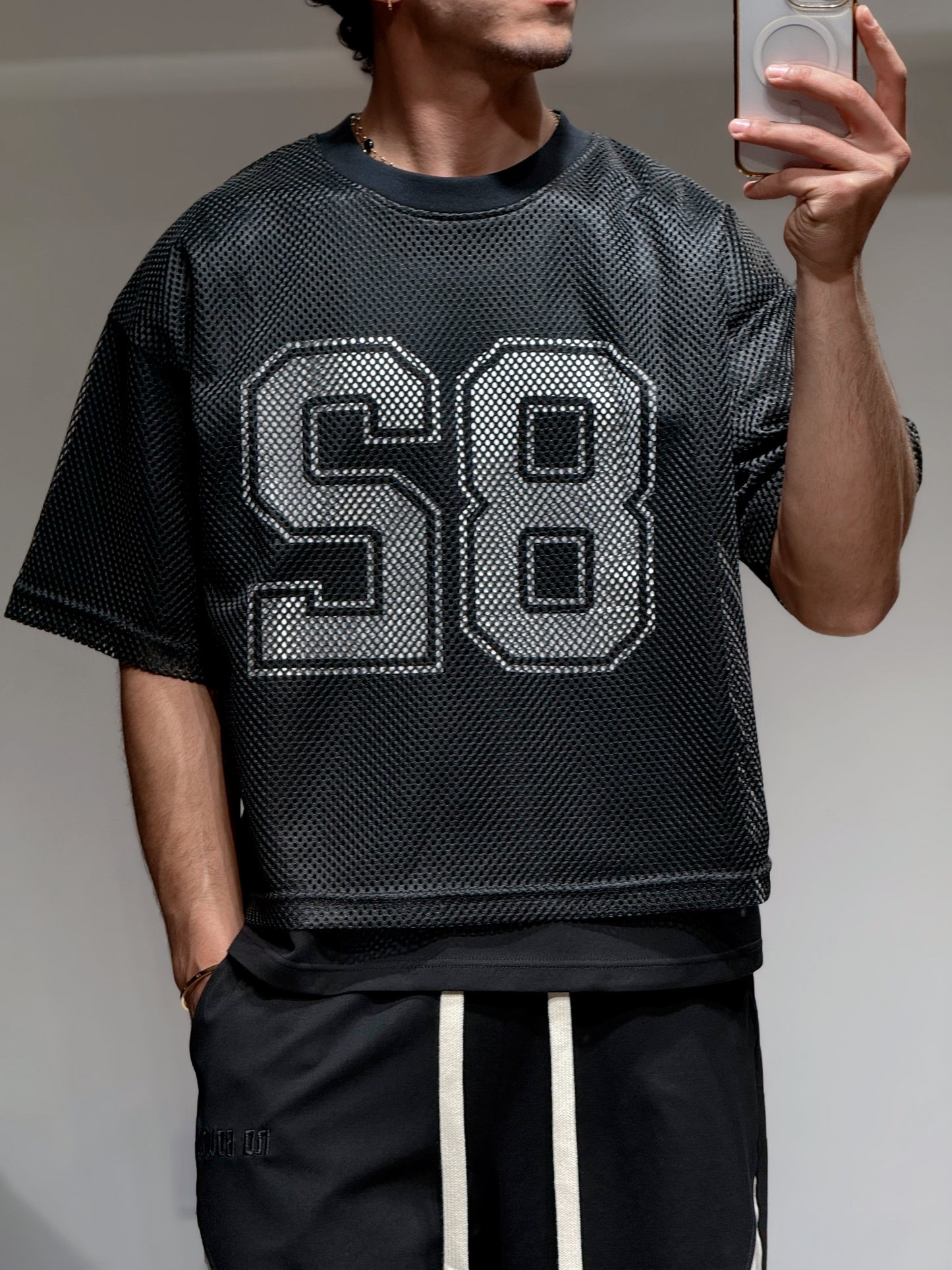 T-shirt Mesh Oversize – 82 Noir