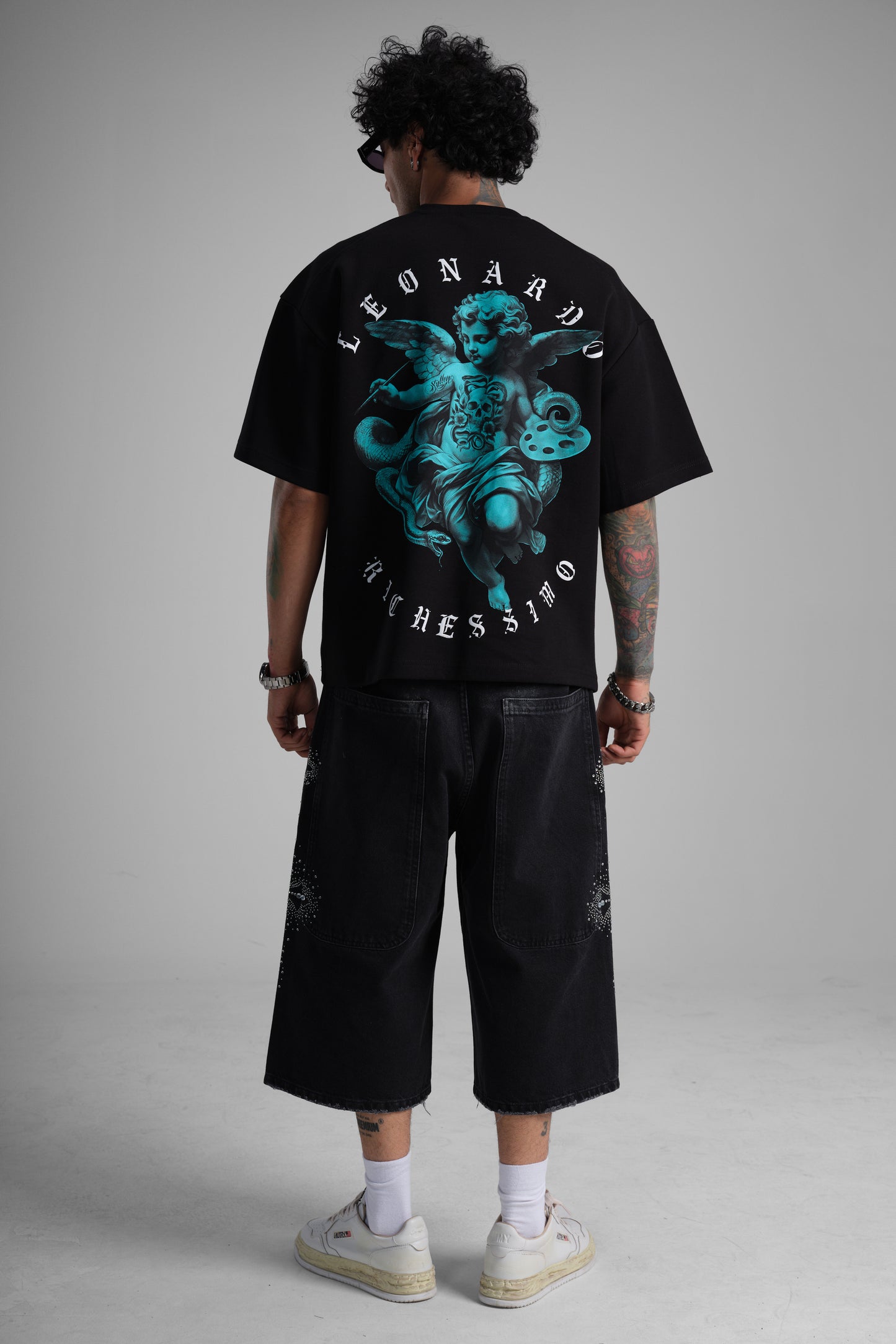 T-shirt oversize imprimé "Leonardo Richessimo" ange - noir