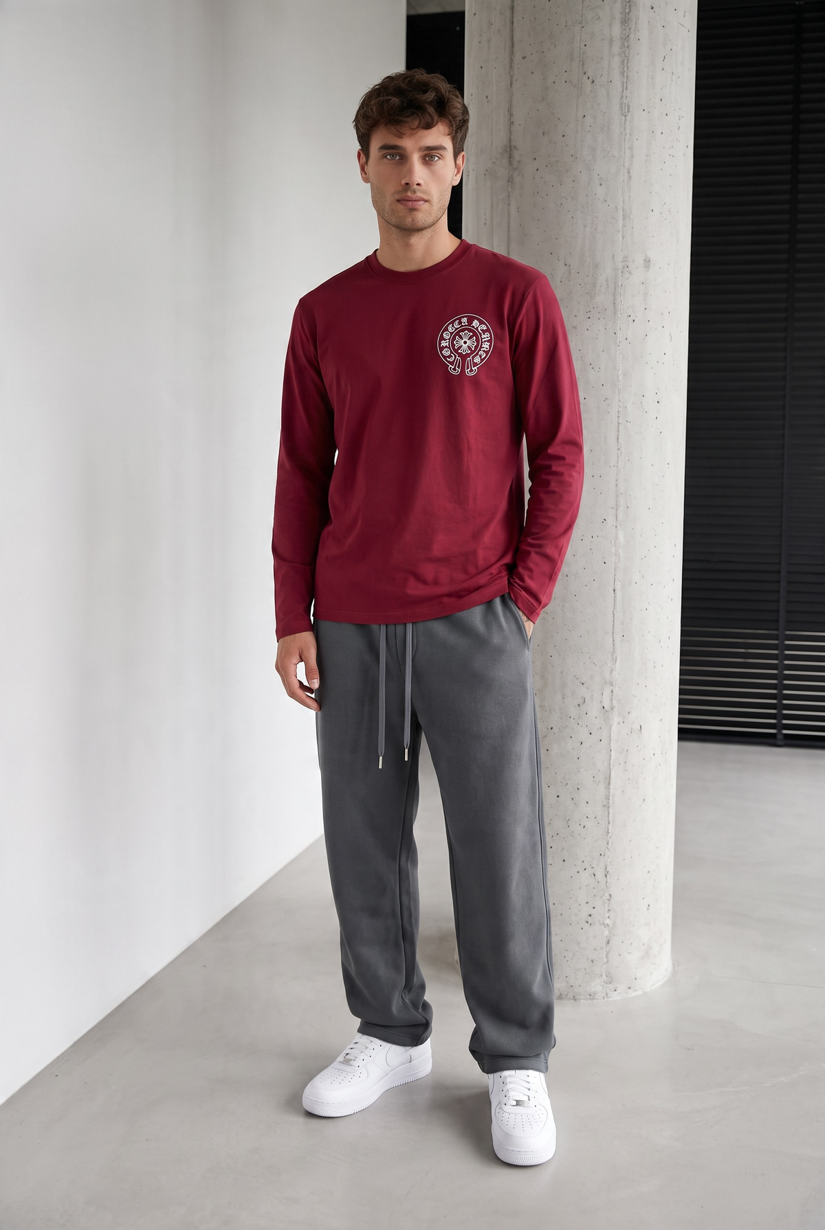 T-shirt Manches Longues “Connect Studio” – Bordeaux