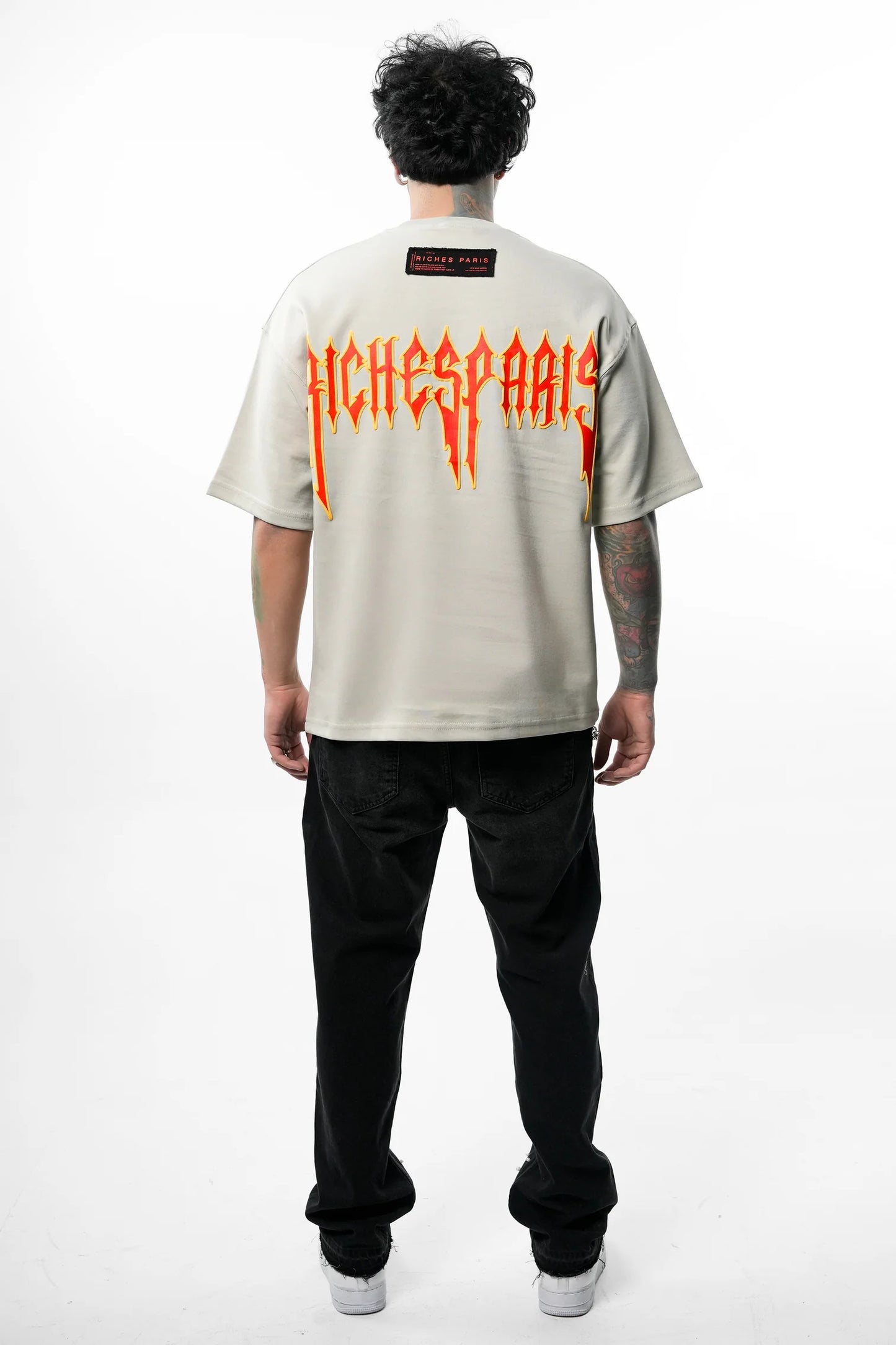 T-SHIRT RICHES PARIS "FLAMME" GRIS