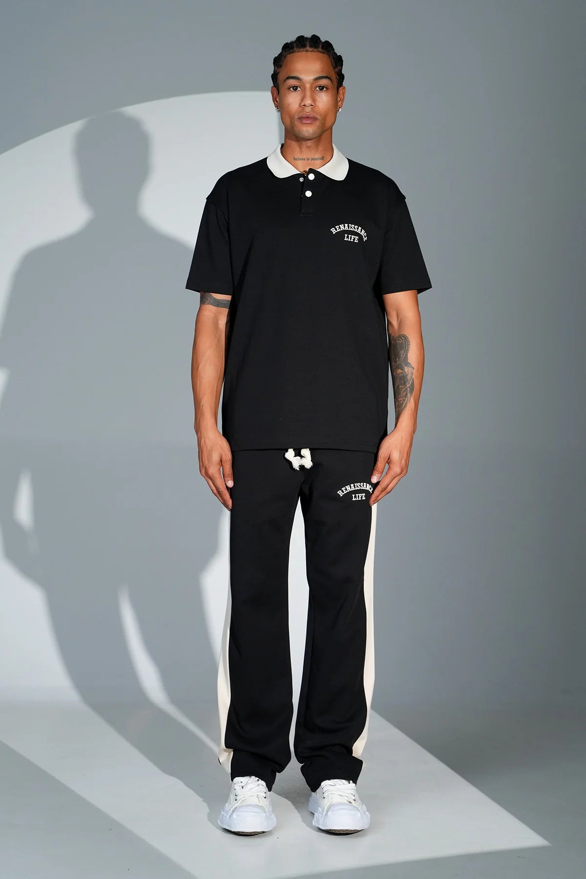 Ensemble Polo & Pantalon "Renaissance Life"- Noir et Gris