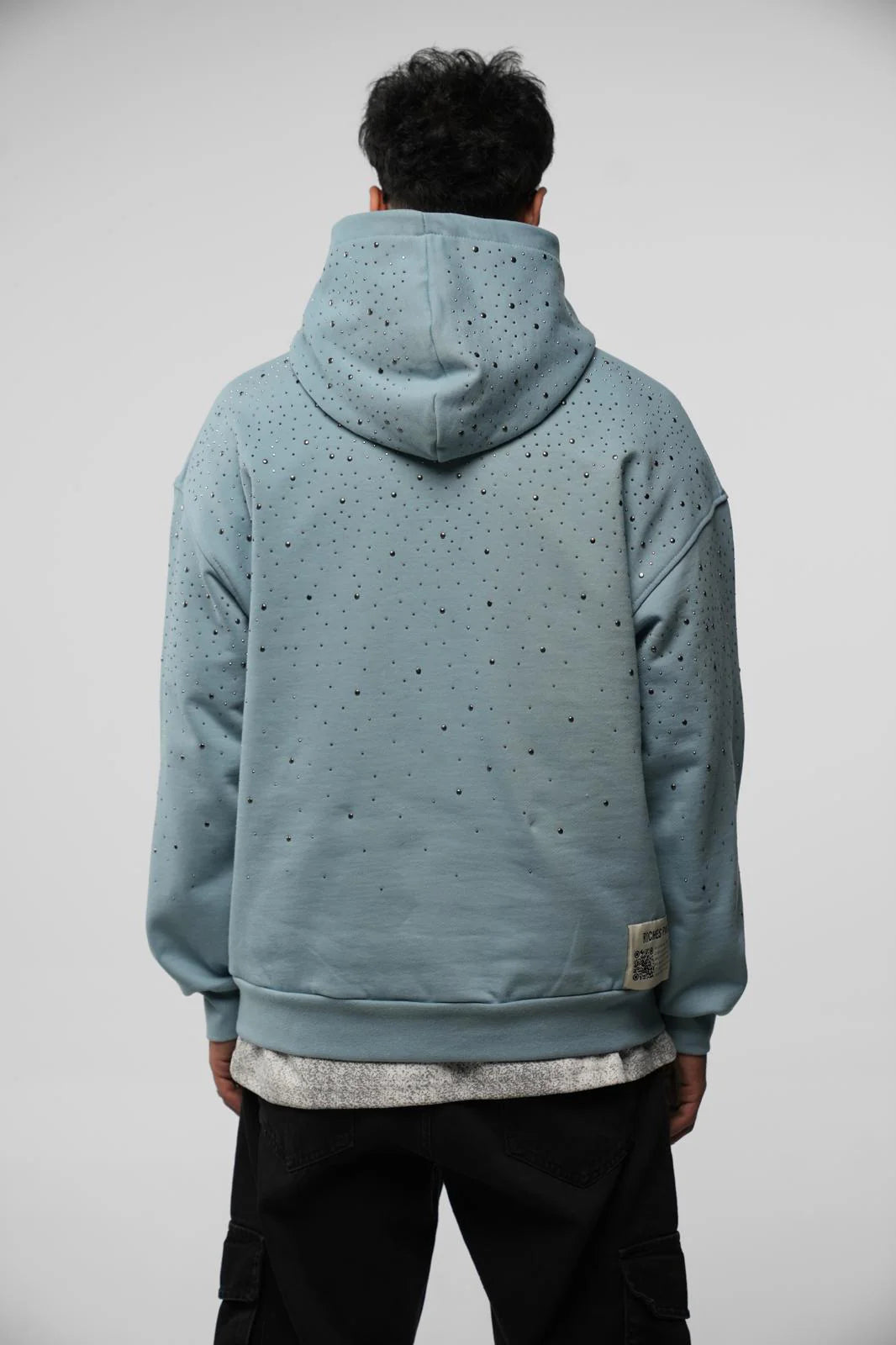 Sweat à Capuche Riches Paris Strass Blanc Bleu