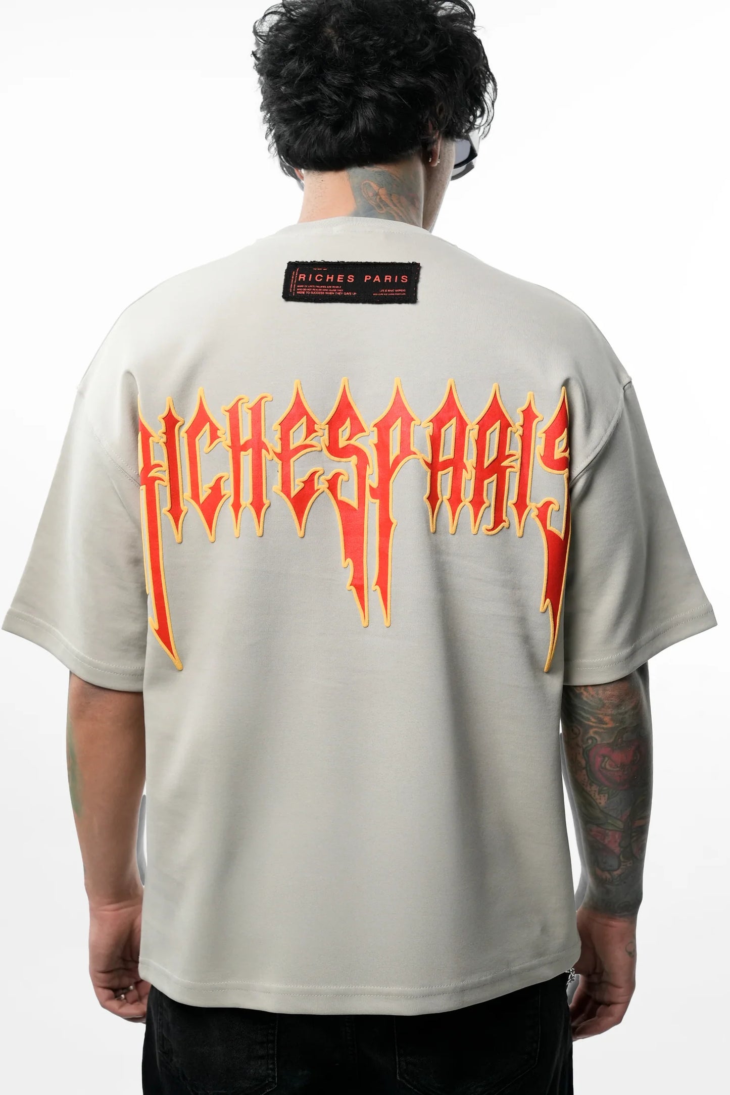 T-SHIRT RICHES PARIS "FLAMME" GRIS