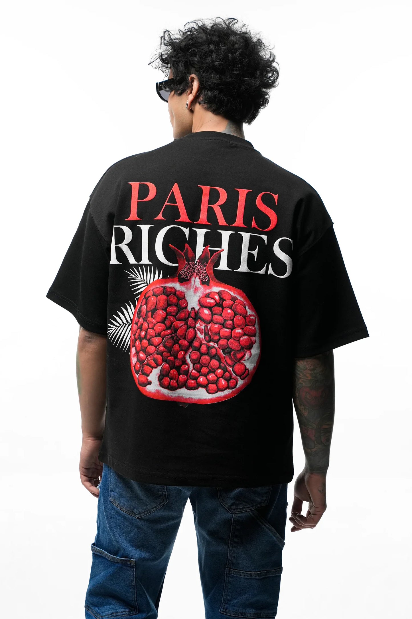 T-SHIRT RICHES PARIS "NAR" NOIR