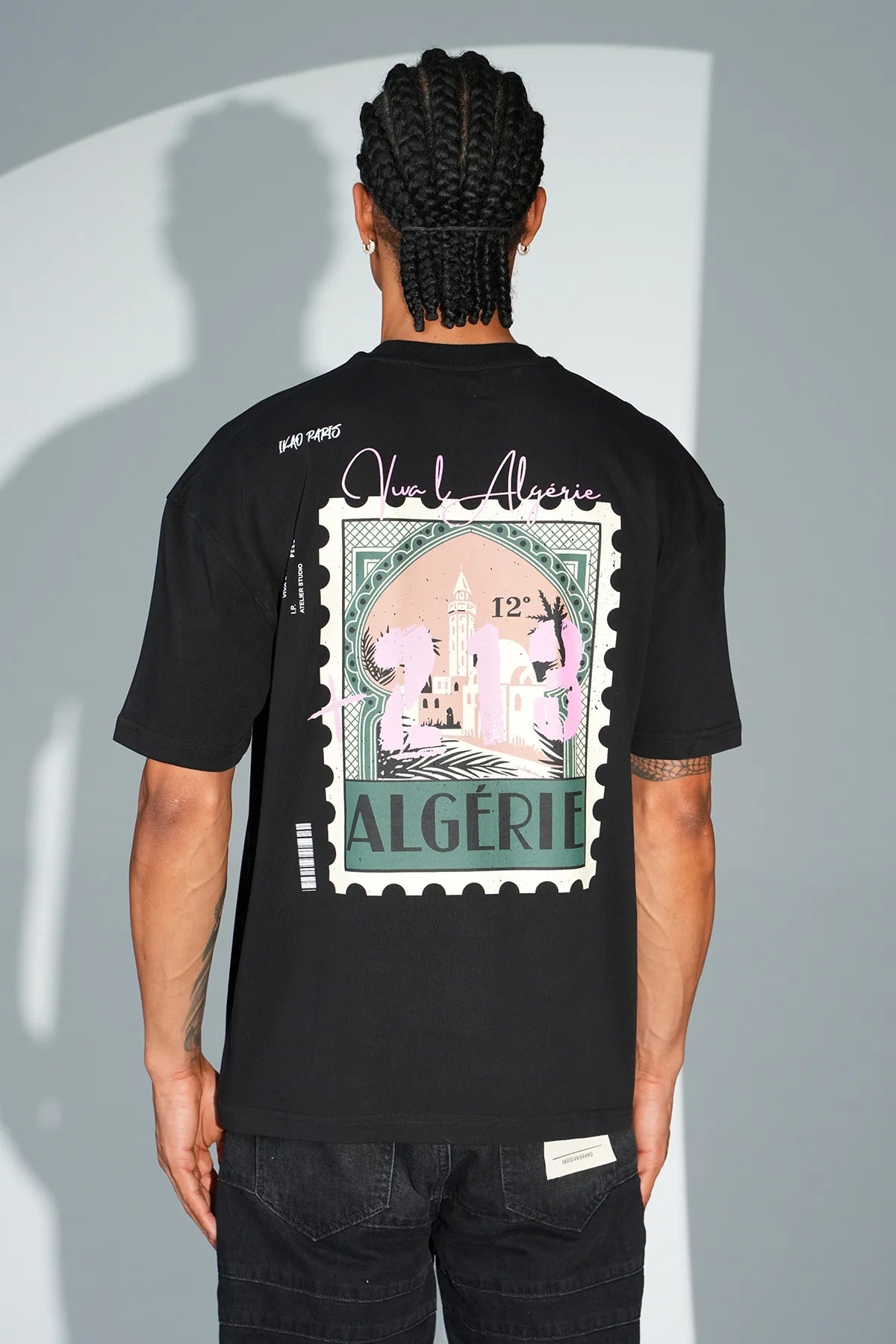 T-shirt Oversize "Viva l’Algérie"- Blanc et Noir