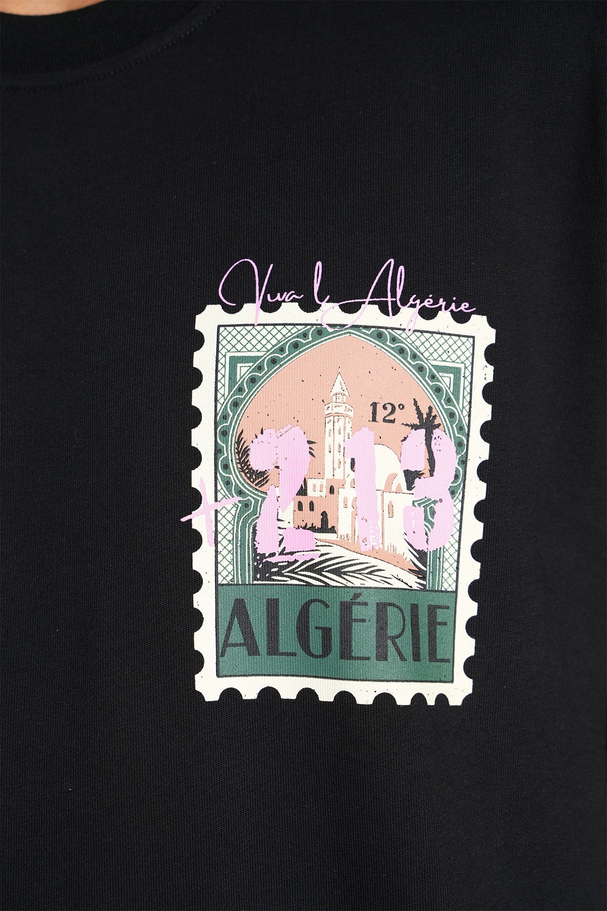 T-shirt Oversize "Viva l’Algérie"- Blanc et Noir