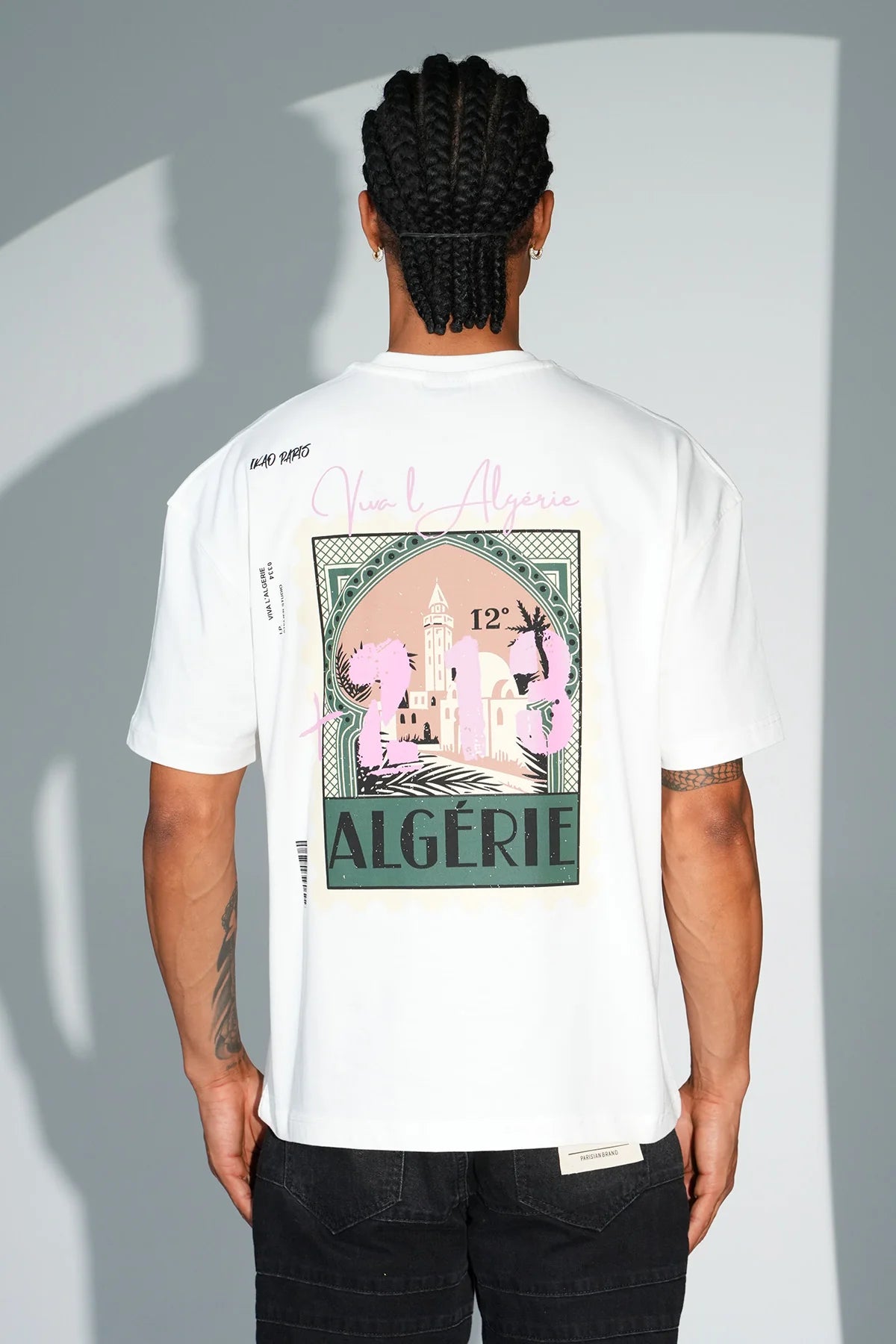 T-shirt Oversize "Viva l’Algérie"- Blanc et Noir