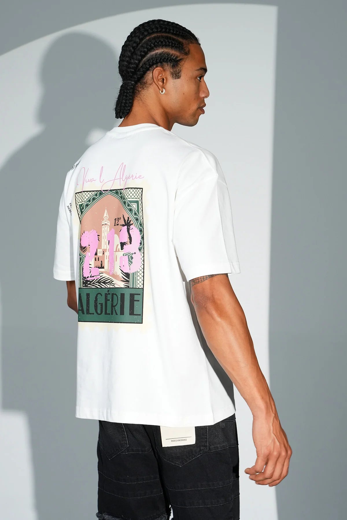 T-shirt Oversize "Viva l’Algérie"- Blanc et Noir