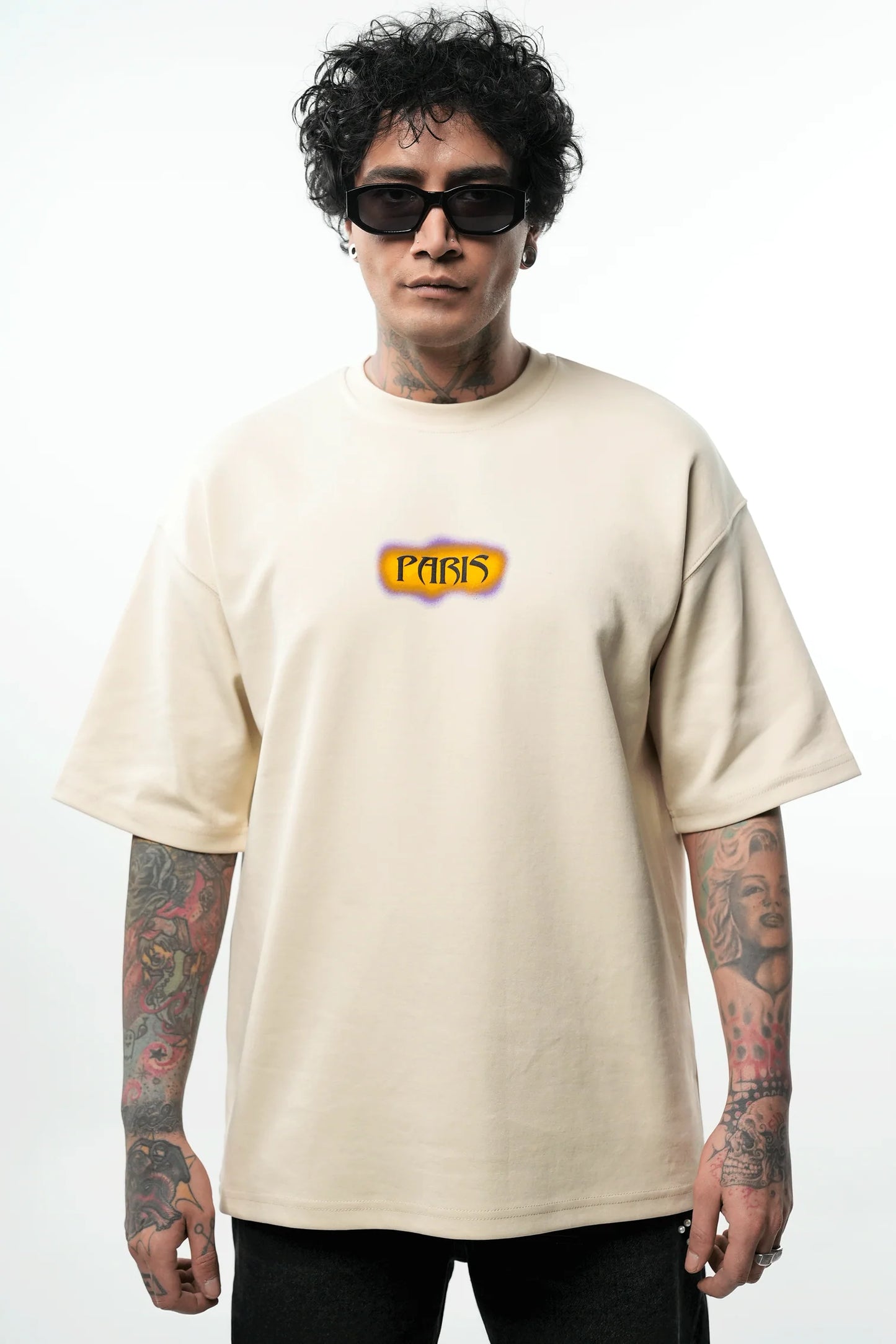 T-shirt "PARIS / RICHES" – Noir et Beige