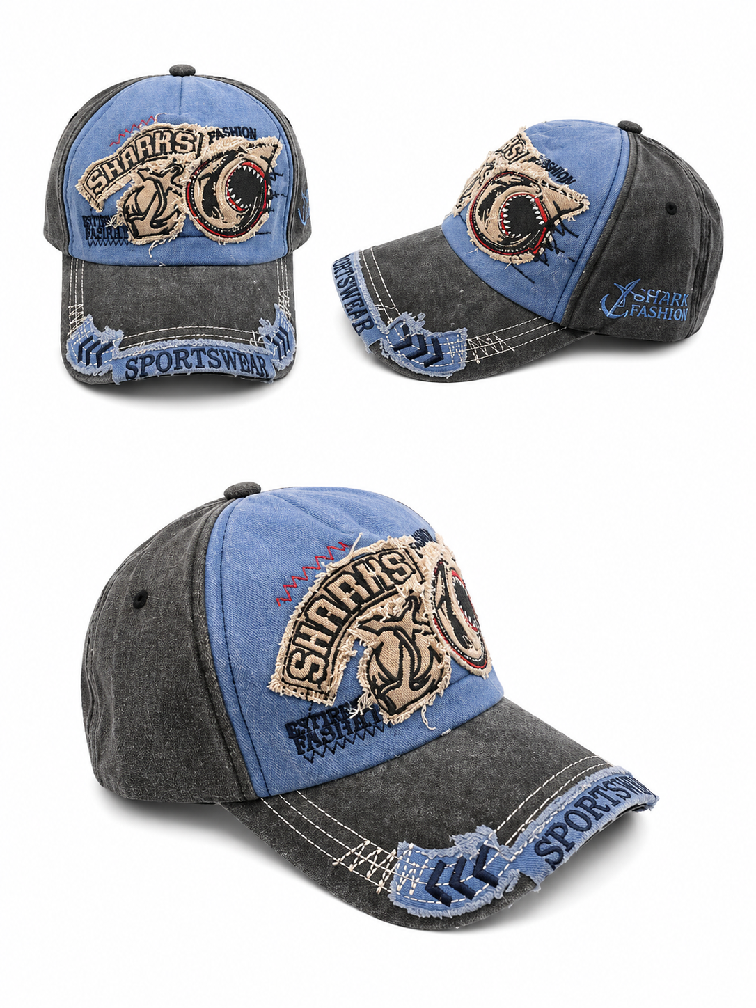 Casquette Vintage Sharks – Bleu & Gris