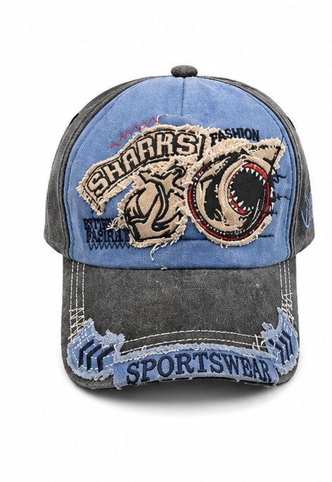 Casquette Vintage Sharks – Bleu & Gris