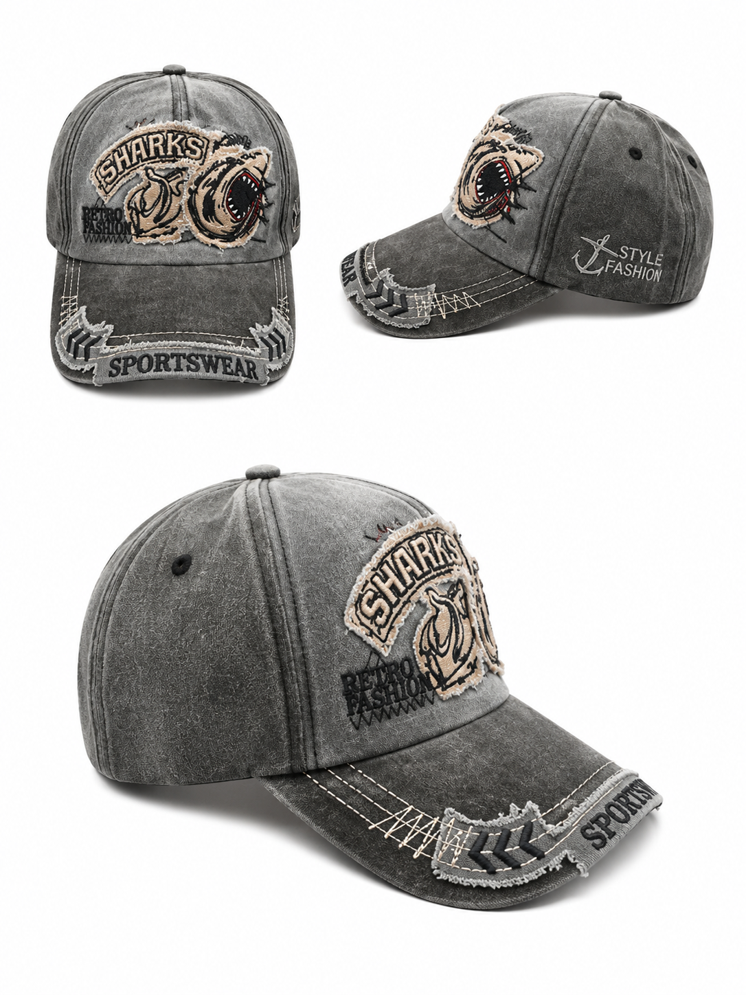 Casquette Vintage Sharks – Gris Délavé