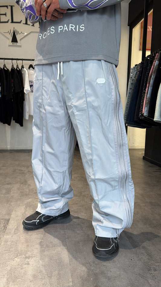 Pantalon Large Zippé – Gris Clair