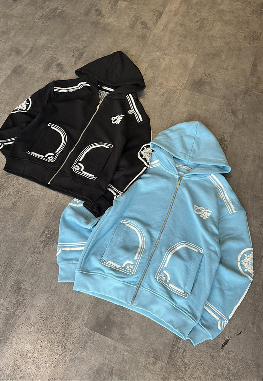 Hoodie “Imperial Stitch”- Noir et Bleu