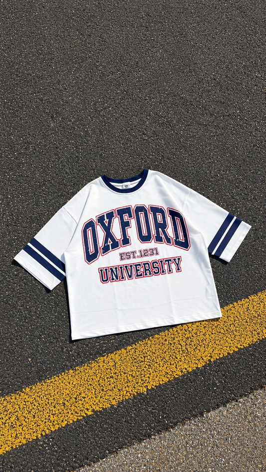 T-shirt Oxford University – Blanc / Bleu Marine