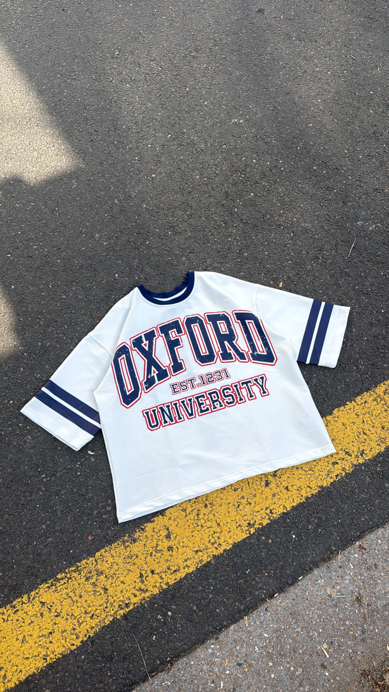 T-shirt Oxford University – Blanc / Bleu Marine