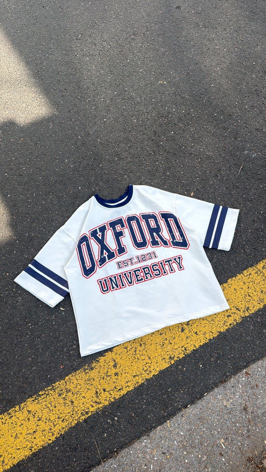T-shirt Oxford University – Blanc / Bleu Marine
