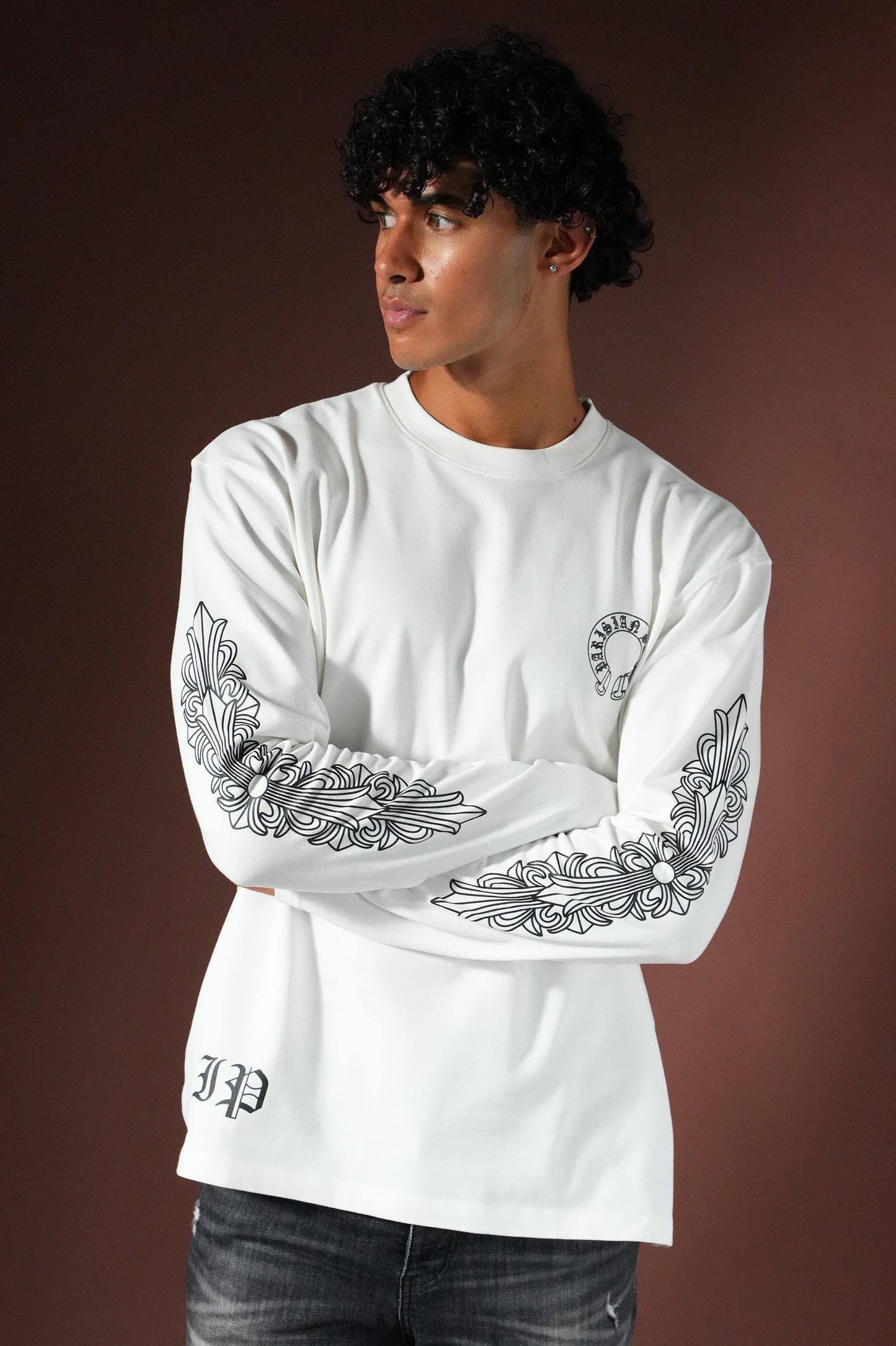 T shirt manche longue imprimé - blanc