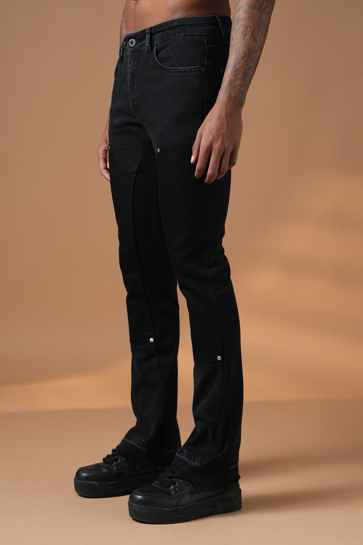 Jean flare noir bicolor