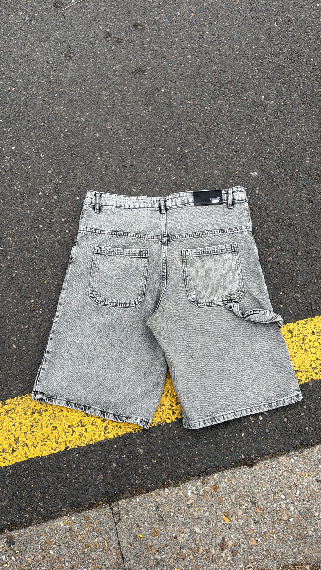 Short Denim Utility – Gris Délavé