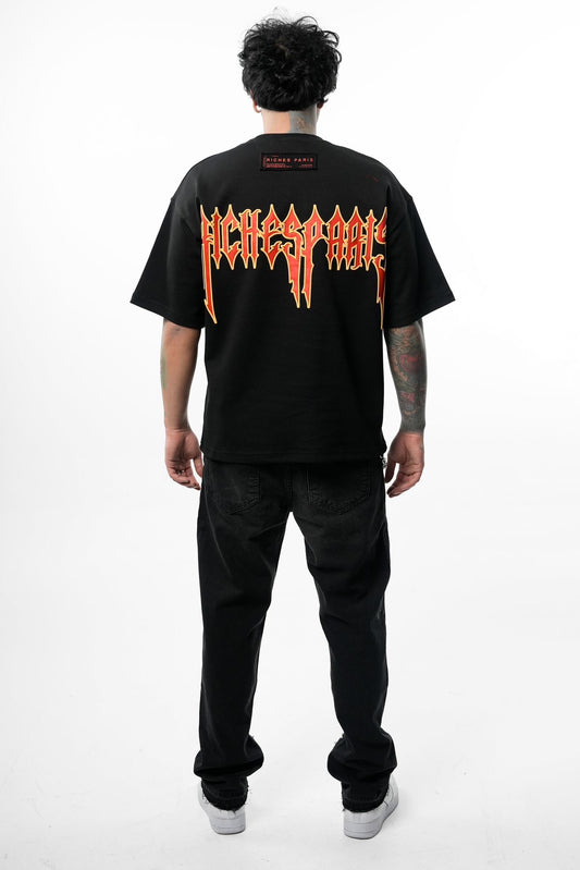 Tee-shirt Blanc Riches Paris "Flammes" Noir