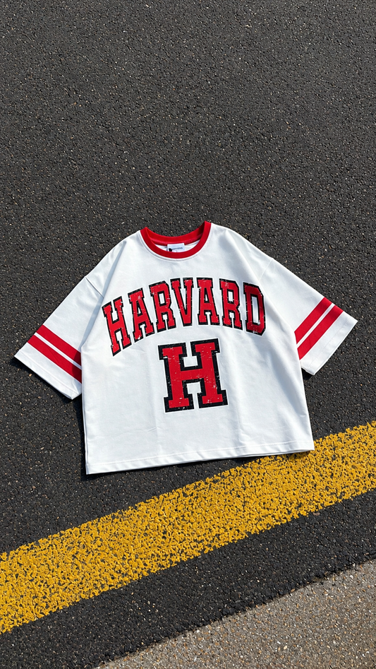 T-shirt Harvard Vintage – Blanc / Rouge