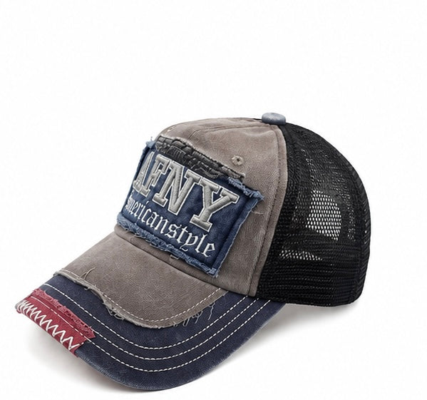 Casquette Trucker AFNY – Vintage Gris & Bleu