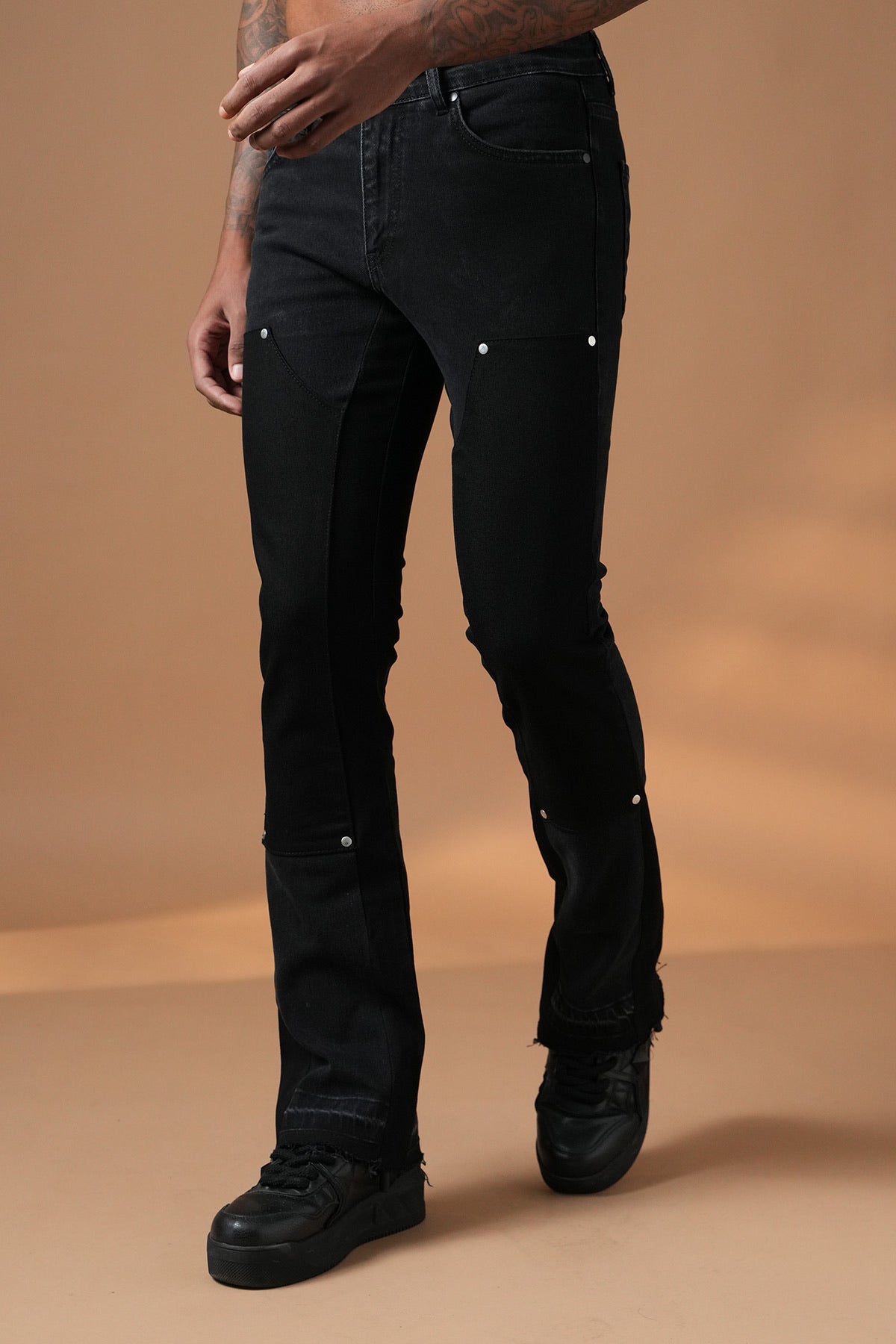 Jean flare noir bicolor