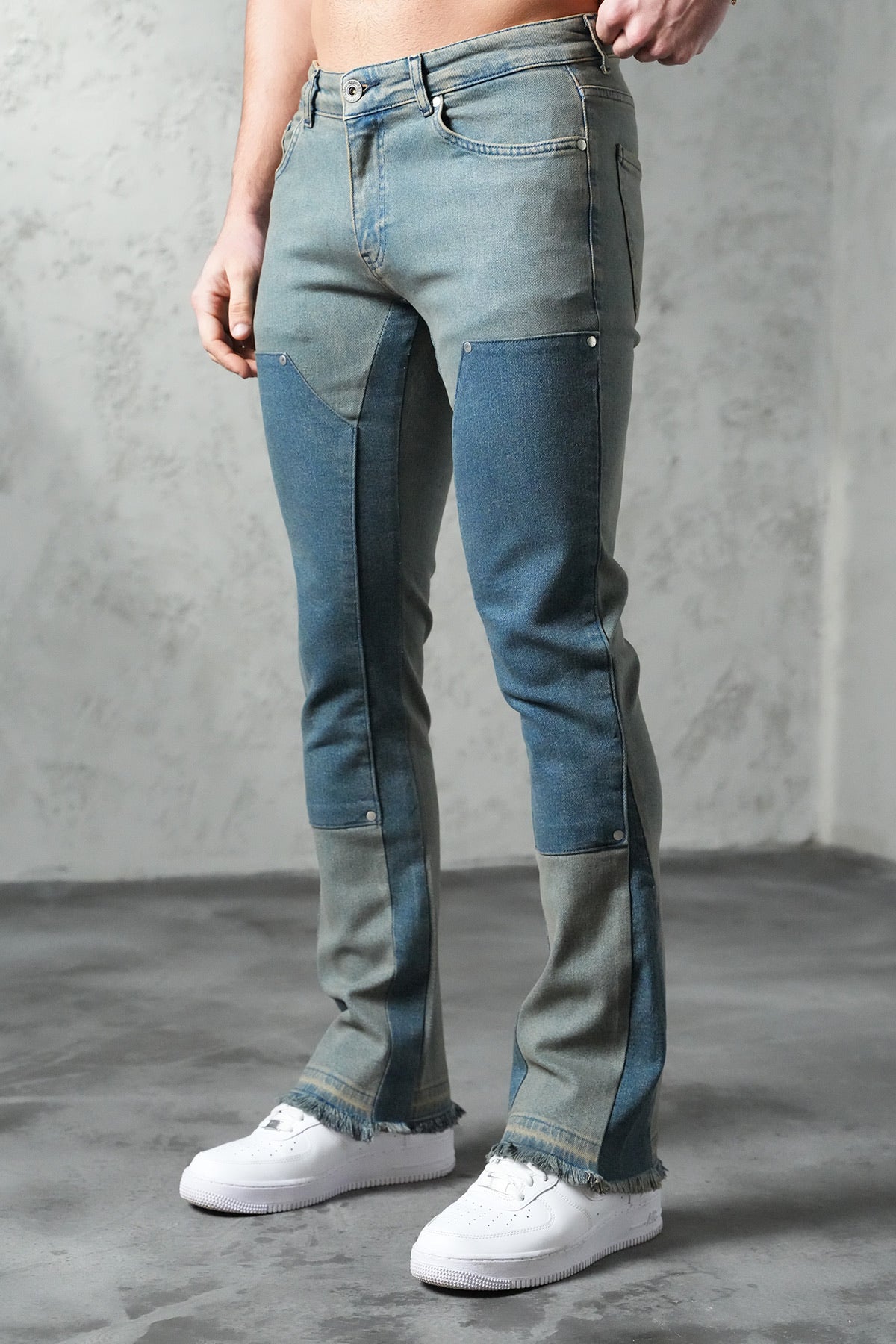 Jean Flare western bleu