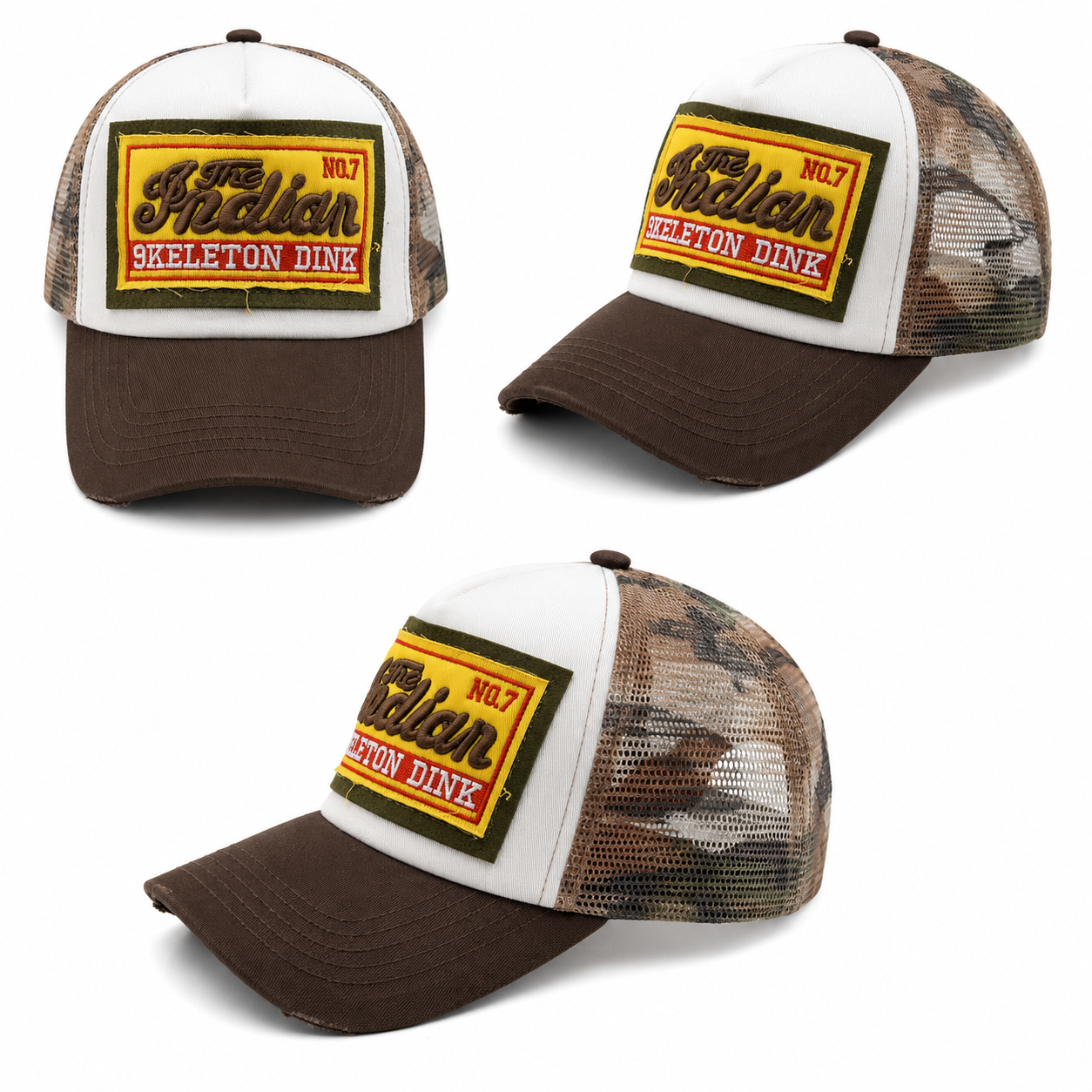 Casquette Trucker Vintage « Indian » – Marron