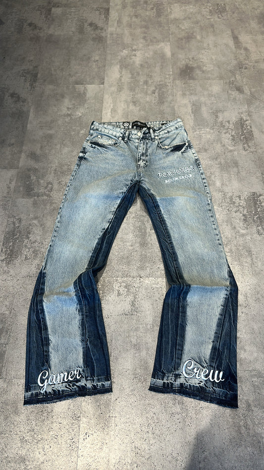 JEANS FLARE BRODÉ "GAMER CREW"