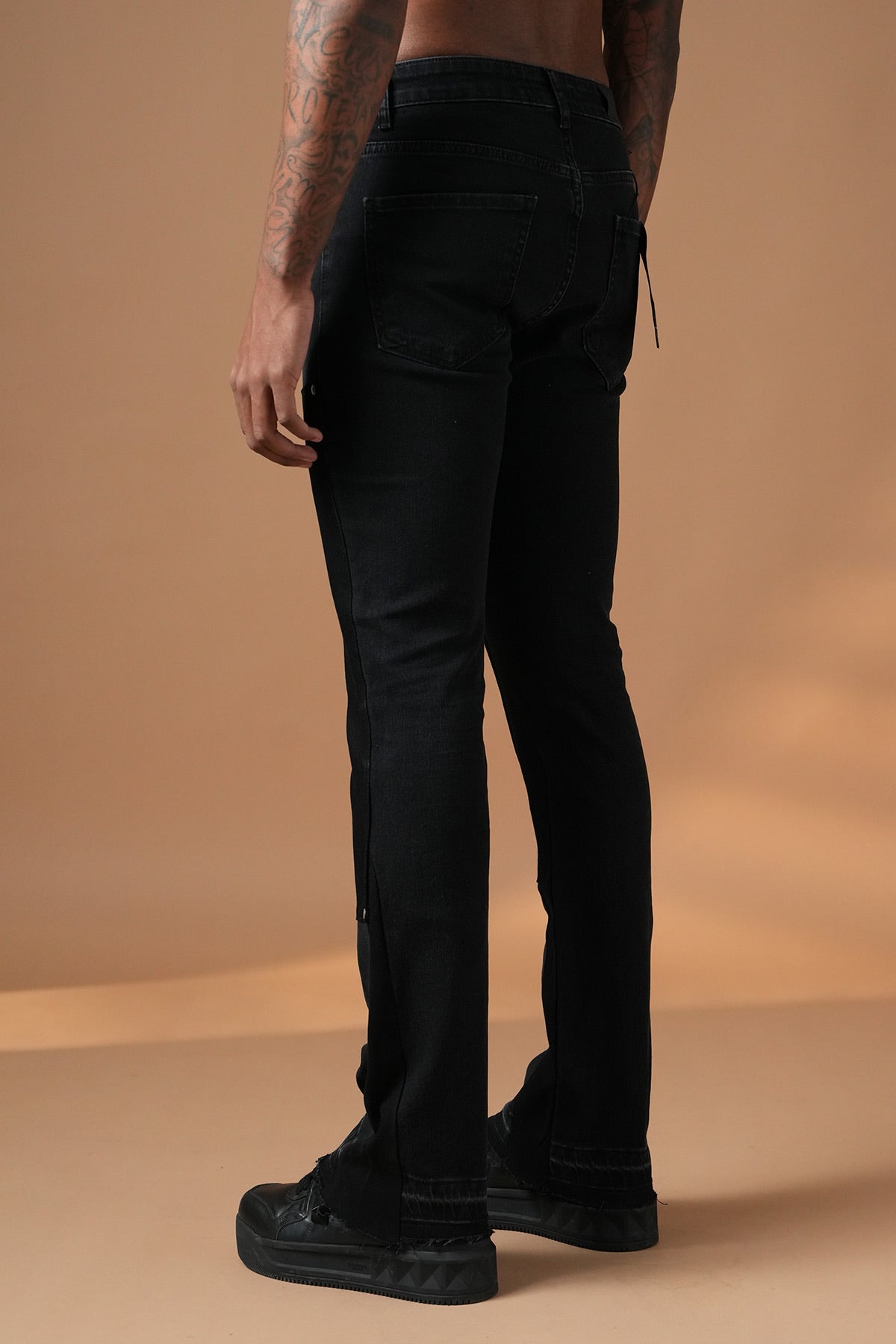 Jean flare noir bicolor