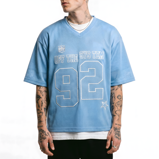 Maillot Mesh Oversize "OFF THE SYSTEM 92" — Baby Blue