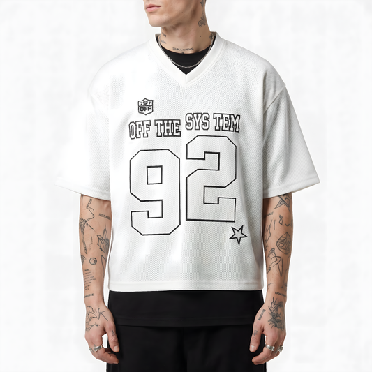 Maillot Mesh Oversize "OFF THE SYSTEM 92" — Optic White