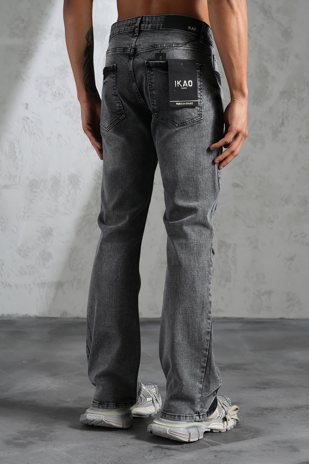 Jean Flare Délavé Gris — Coupe Bootcut Destroy